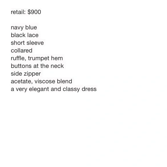 Marchesa Voyage Navy Blue Black Crepe & Lace Dress